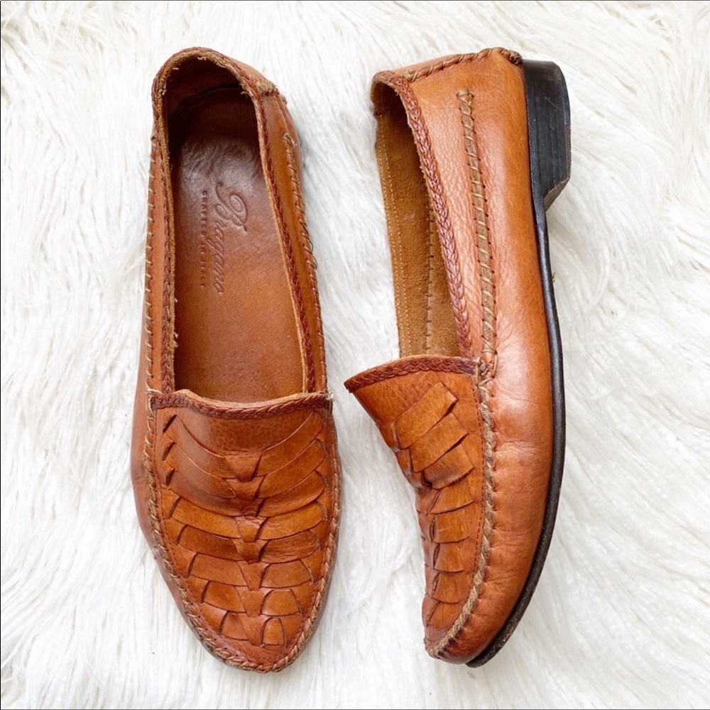 BRAGANO brown woven huarache loafers